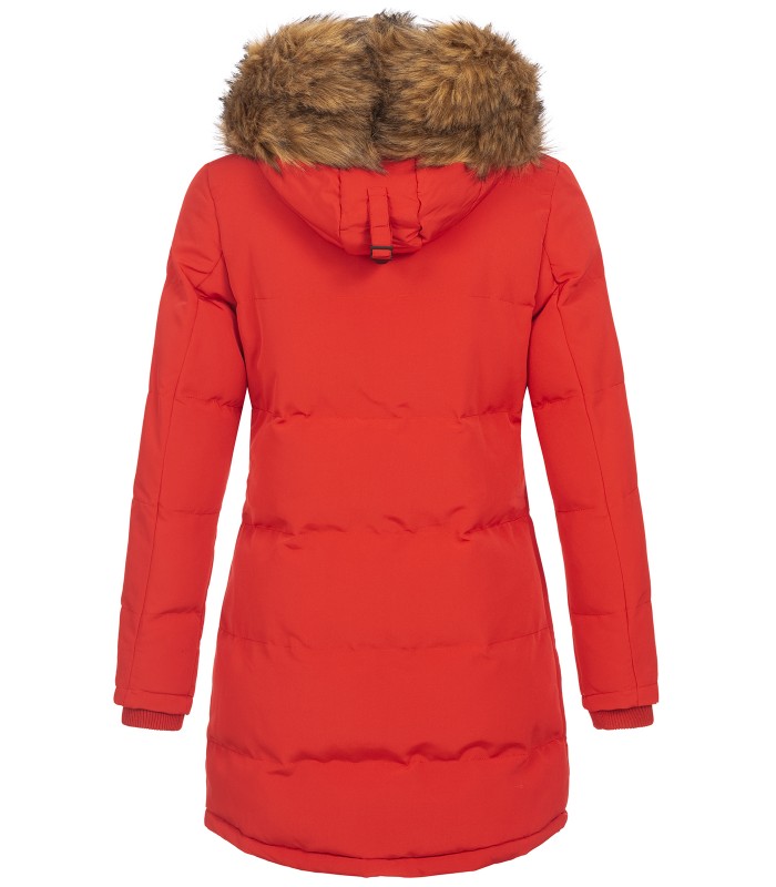 Damen Winterjacke gesteppter Parka mit Kunstfellkragen D-429