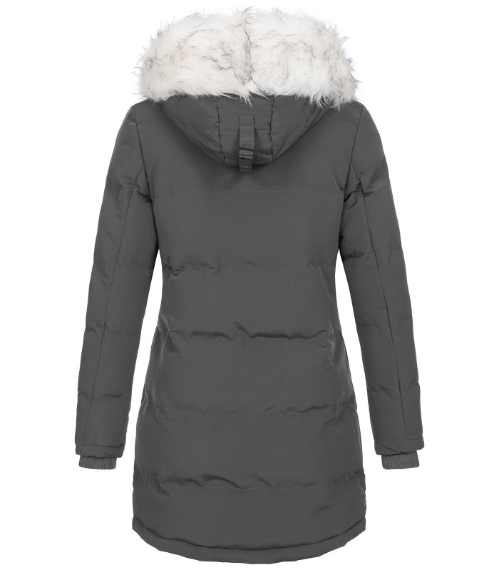 Damen Winterjacke gesteppter Parka mit Kunstfellkragen D-429