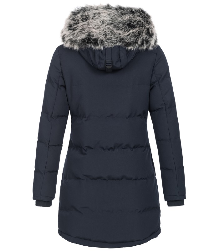 Damen Winterjacke gesteppter Parka mit Kunstfellkragen D-429