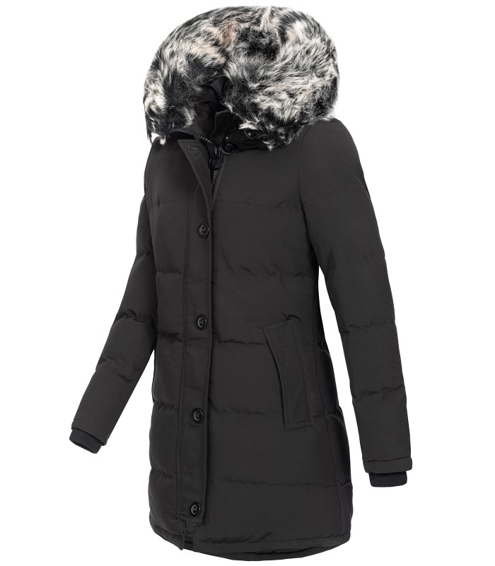 Damen Winterjacke gesteppter Parka mit Kunstfellkragen D-429