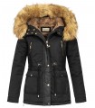 Damen Winter Jacke mit Kapuze Teddyfell-Futter D-430
