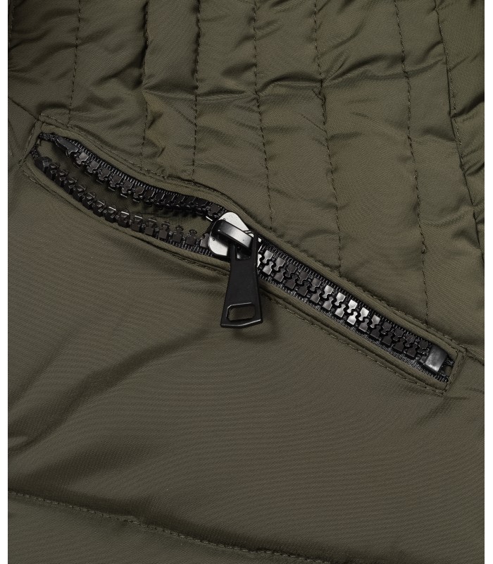 Damen Winter Jacke Steppmantel mit Kunstfellkragen D-434