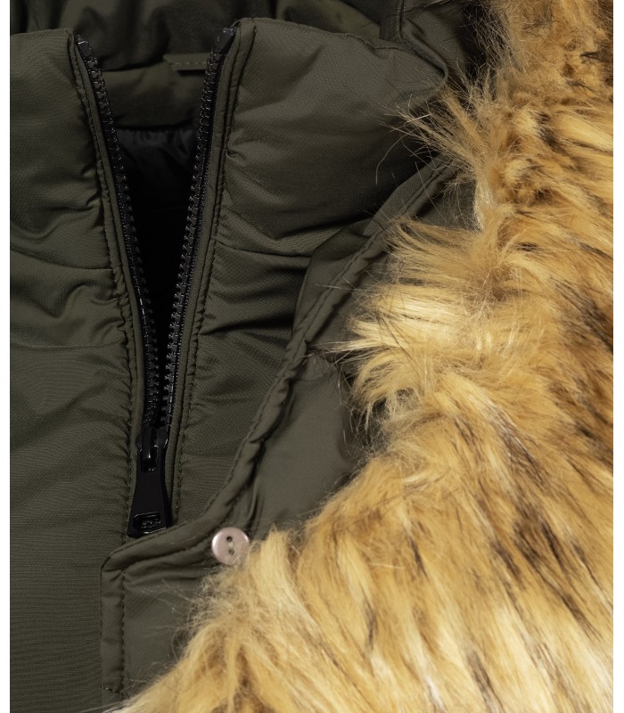 Damen Winter Jacke Steppmantel mit Kunstfellkragen D-434