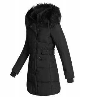 Damen Winter Jacke Mantel mit Kunstfellkragen D-435