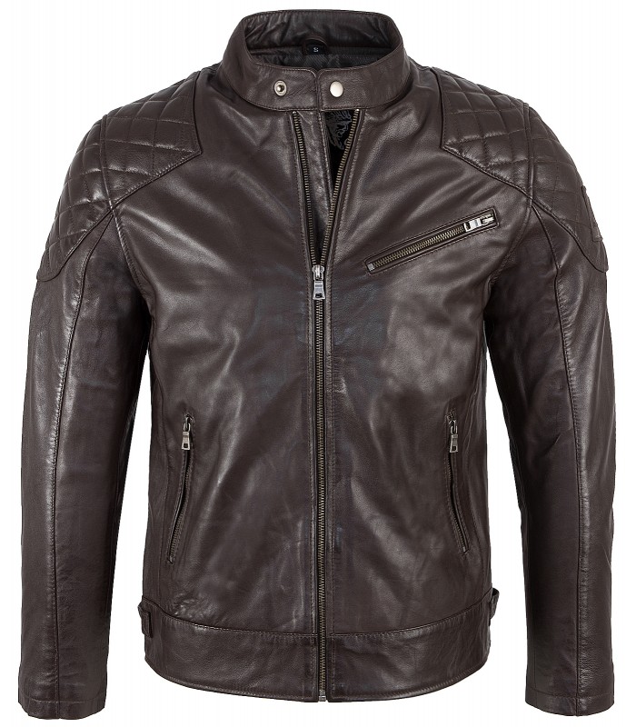 Rock Creek Herren Lederjacke Kragen mit Druckknopfverschluss H-180
