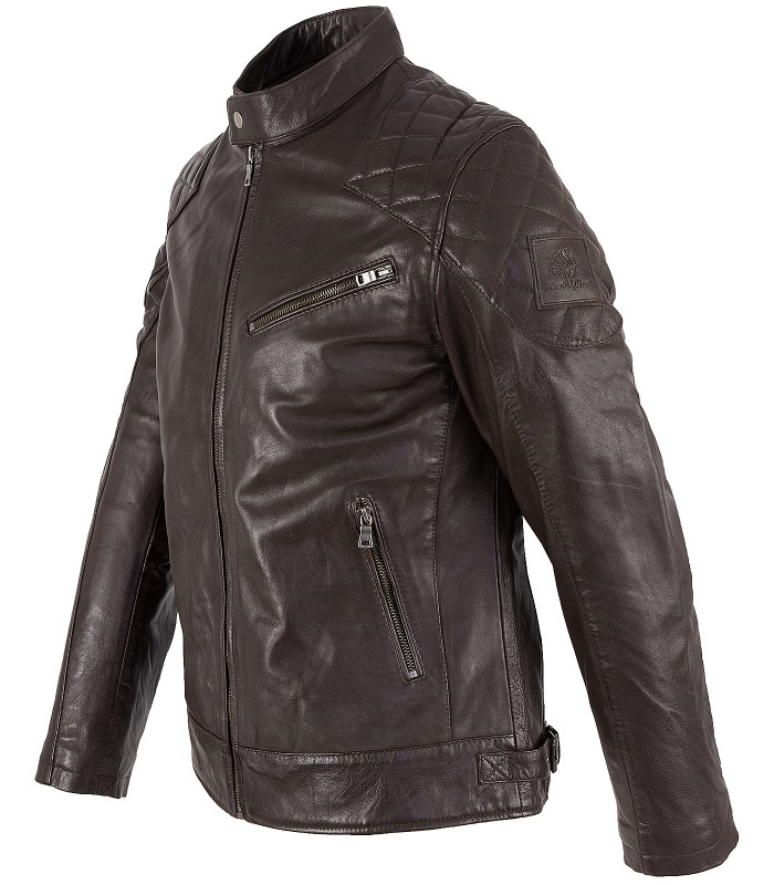 Rock Creek Herren Lederjacke Kragen mit Druckknopfverschluss H-180