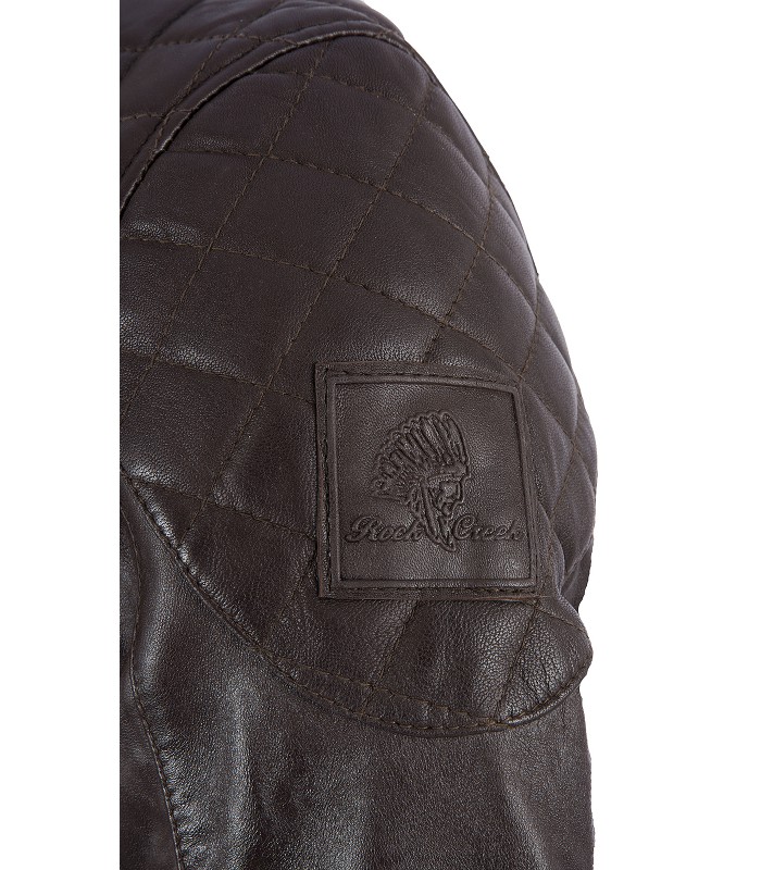 Rock Creek Herren Lederjacke Kragen mit Druckknopfverschluss H-180