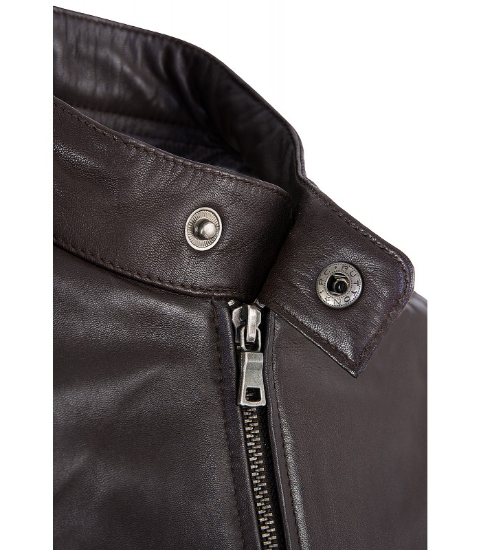 Rock Creek Herren Lederjacke Kragen mit Druckknopfverschluss H-180
