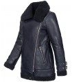  Damen Kunstleder Winterjacke Pilotenjacke Teddyfell D-367 