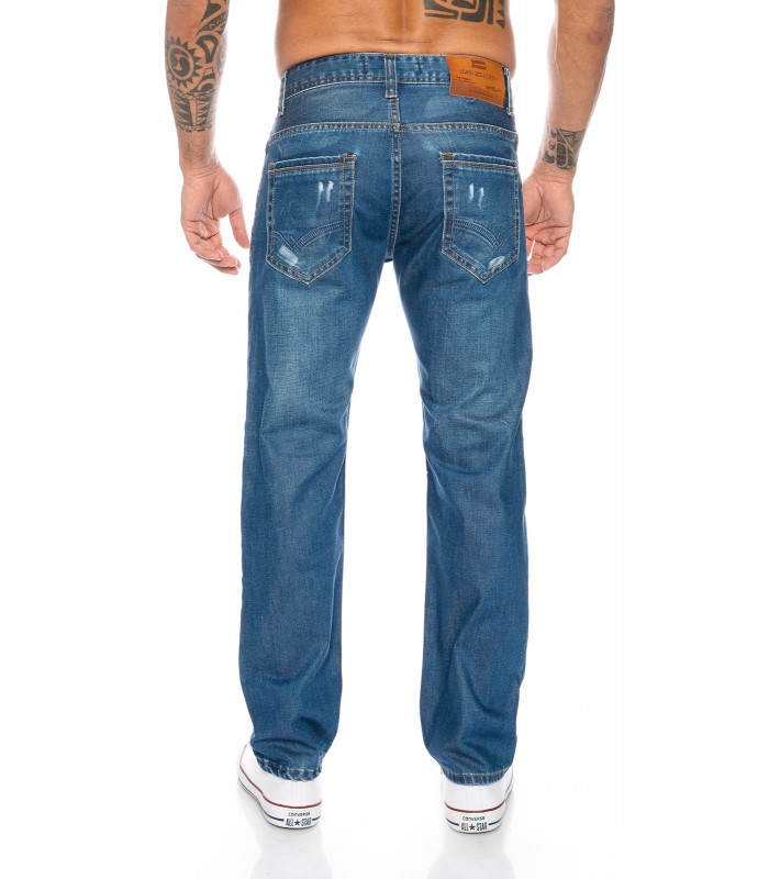 Herren Jeans Hose Denim Used Look Straight-Cut Jeans 