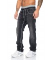 Herren Denim Designer Jeans Hose Schwarz dicke Nähte Used RC-2047