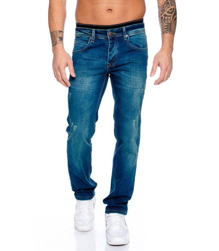 Designer Herren Jeans Hose Raw Gerades Bein Straight-Cut