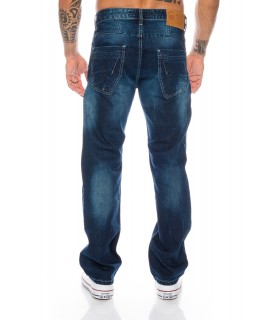 Coole Herren Jeans Denim Hose Destroyed Vintage Wash Raw Blau RC-2016