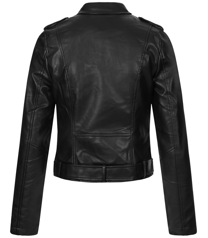 Damen Kunstlederjacke mit Reverskragen D-438