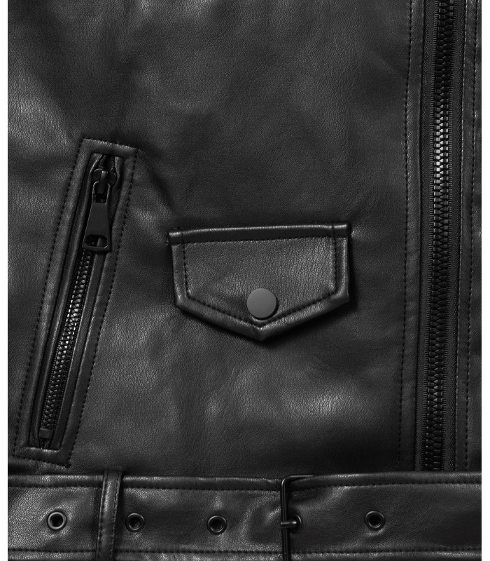 Damen Kunstlederjacke mit Reverskragen D-438