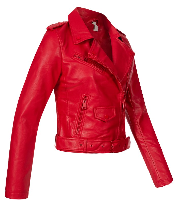 Damen Kunstlederjacke mit Reverskragen D-438