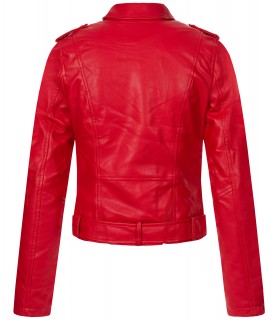 Damen Kunstlederjacke mit Reverskragen D-438