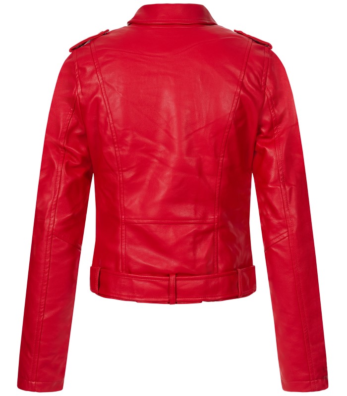 Damen Kunstlederjacke mit Reverskragen D-438