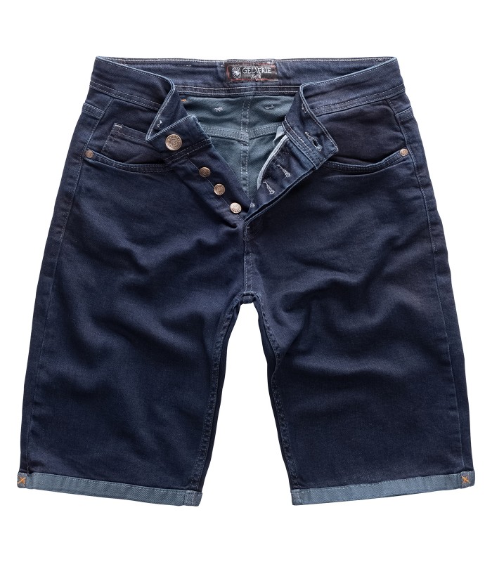 Gelverie Herren Jeansshorts Slim Fit Dunkelblau G-301