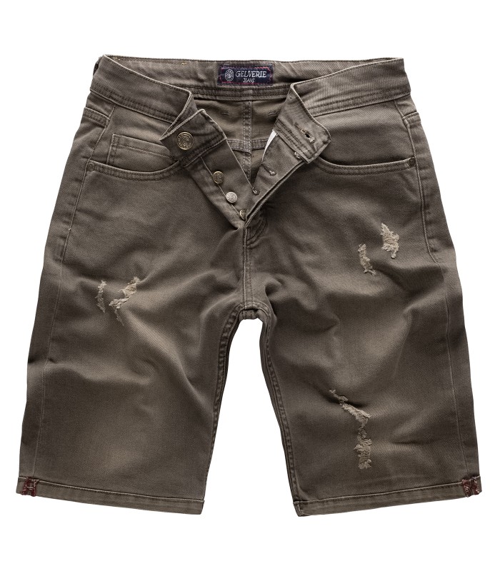 Gelverie Herren Jeansshorts Slim Fit Grau G-305