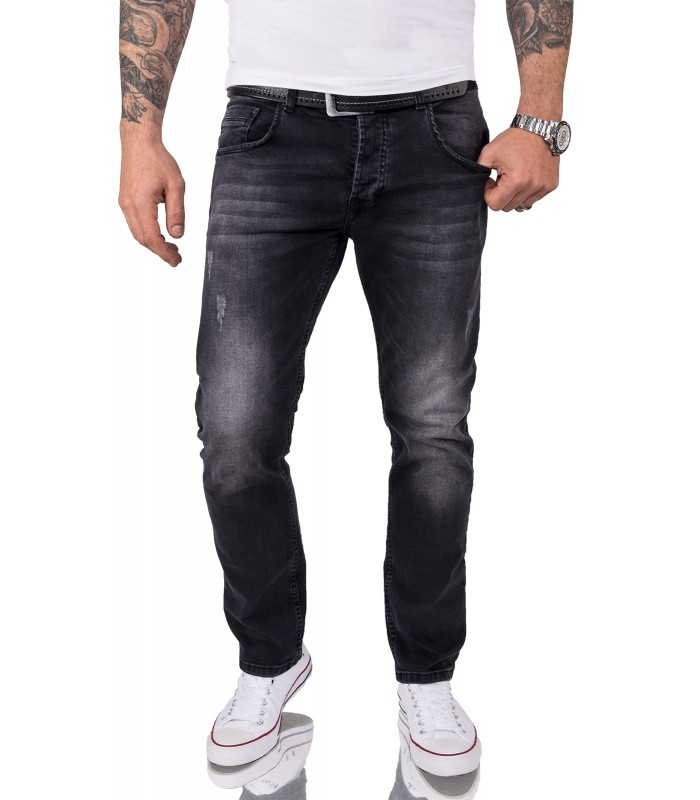 Herren Jeans Designer Hose Schwarz Straight-Cut Jeans Denim 