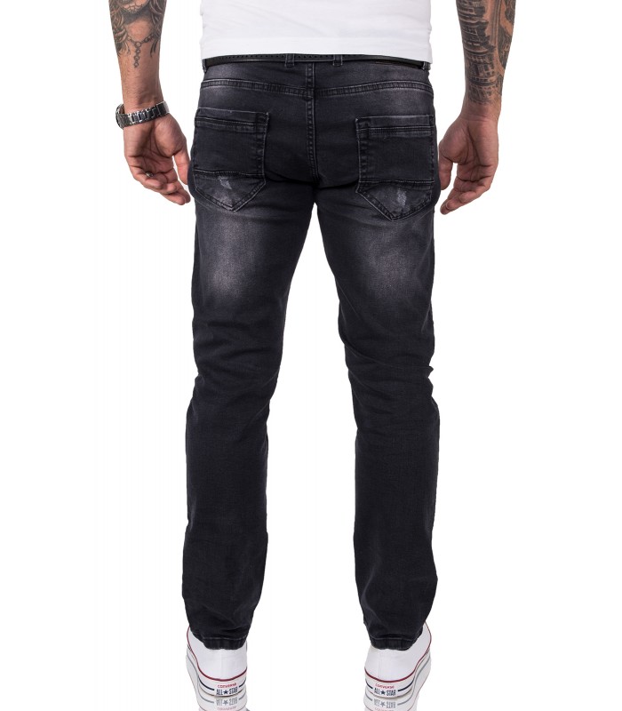 Herren Jeans Designer Hose Schwarz Straight-Cut Jeans Denim 