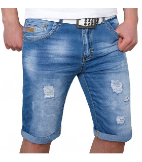 Herren Jeansshorts Destroyed-Look Blau H-078