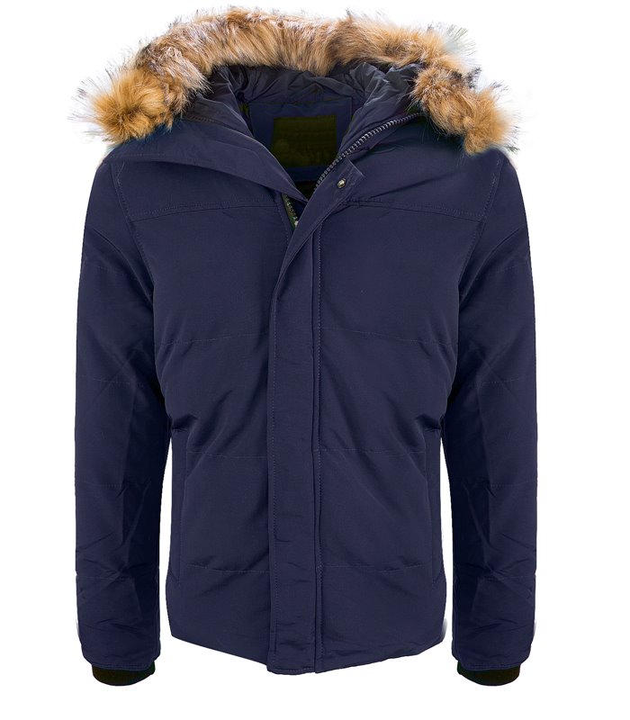 Herren Winter Jacke mit Kunstfellkragen H-162