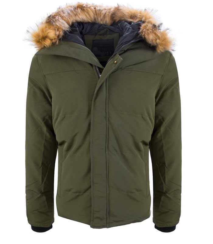 Herren Winter Jacke mit Kunstfellkragen H-162