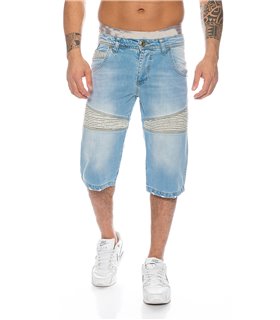 Herren Jeans Shorts Bermuda Hose Bikerhose Blau 