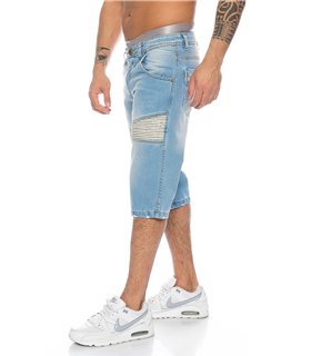 Herren Jeans Shorts Bermuda Hose Bikerhose Blau 