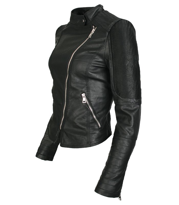 Damen Lederjacke Kunstleder Jacke Stepp Leder Blazer Kurze Übergangsjacke