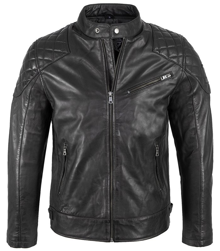 Rock Creek Herren Lederjacke Kragen mit Druckknopfverschluss H-180