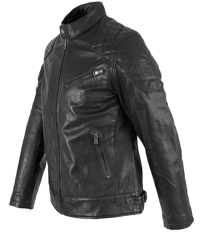 Rock Creek Herren Lederjacke Kragen mit Druckknopfverschluss H-180