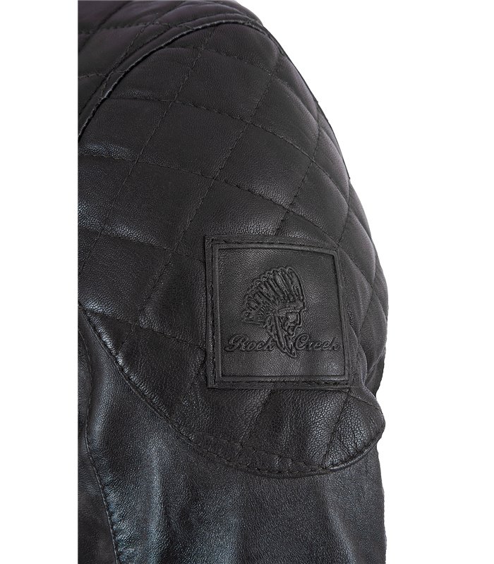 Rock Creek Herren Lederjacke Kragen mit Druckknopfverschluss H-180