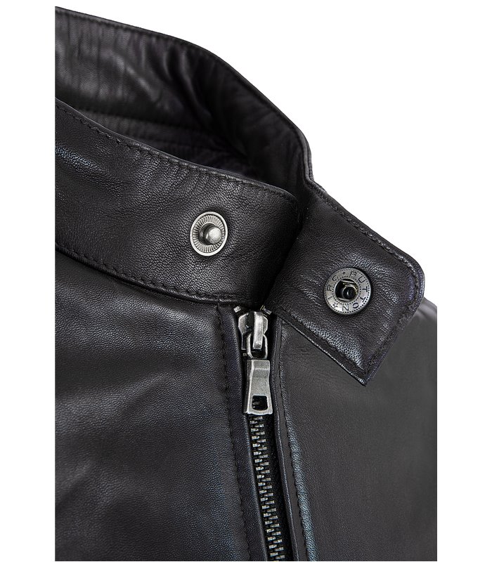 Rock Creek Herren Lederjacke Kragen mit Druckknopfverschluss H-180