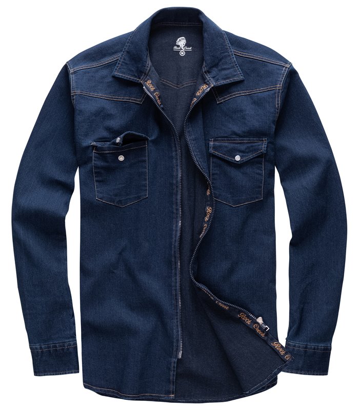 Rock Creek Herren Jeanshemd Jacke Dunkelblau H-221