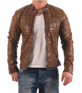 Herren Kunstlederjacke Biker-Style H-123