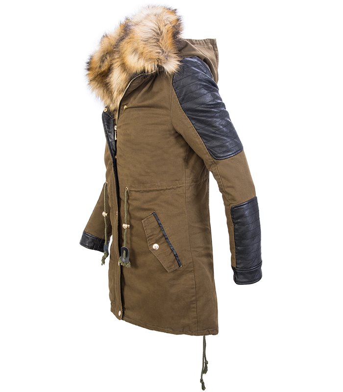 Damen Winterjacke Parka Kunst Fell Kapuze CL-817