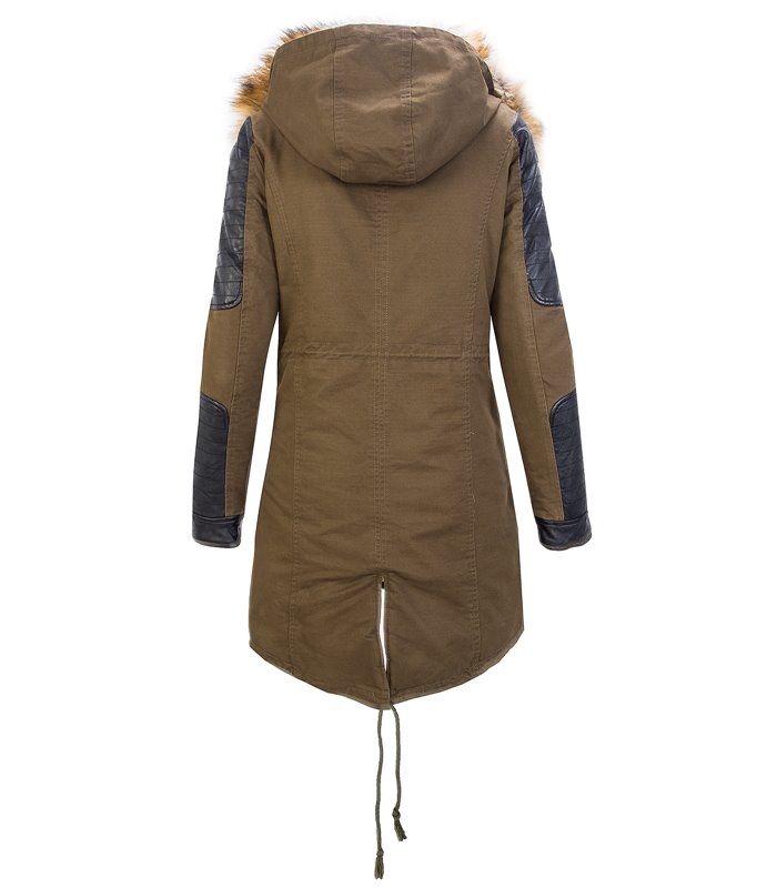 Damen Winterjacke Parka Kunst Fell Kapuze CL-817