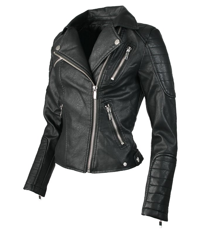 Damen Kunstlederjacke Biker Style D-10
