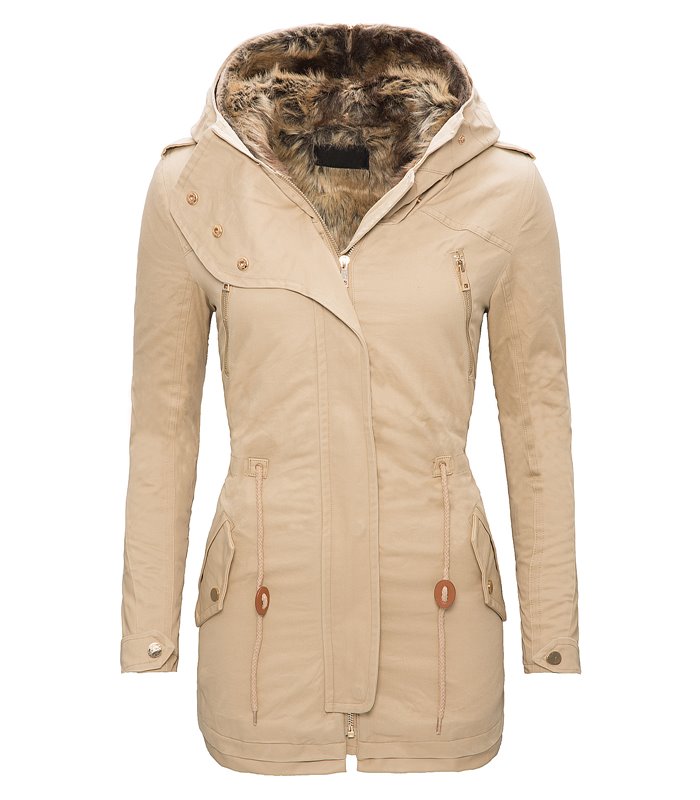 Damen Jacke Winter Parka Mantel Teddyfell gefütterte Jacke lang D-100