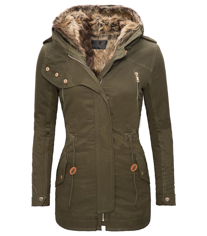 Damen Jacke Winter Parka Mantel Teddyfell gefütterte Jacke lang D-100