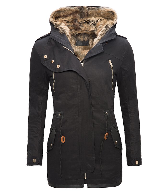 Damen Jacke Winter Parka Mantel Teddyfell gefütterte Jacke lang D-100