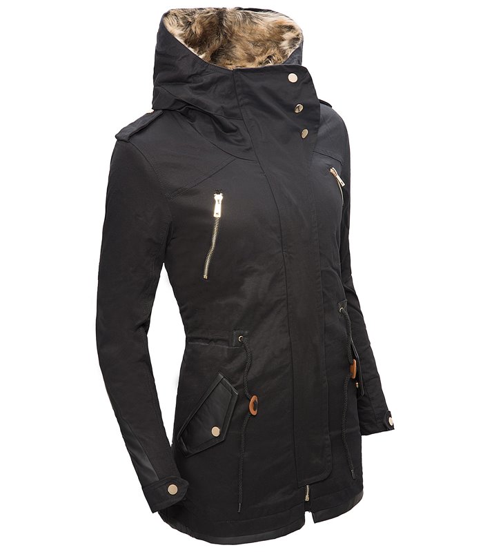 Damen Jacke Winter Parka Mantel Teddyfell gefütterte Jacke lang D-100