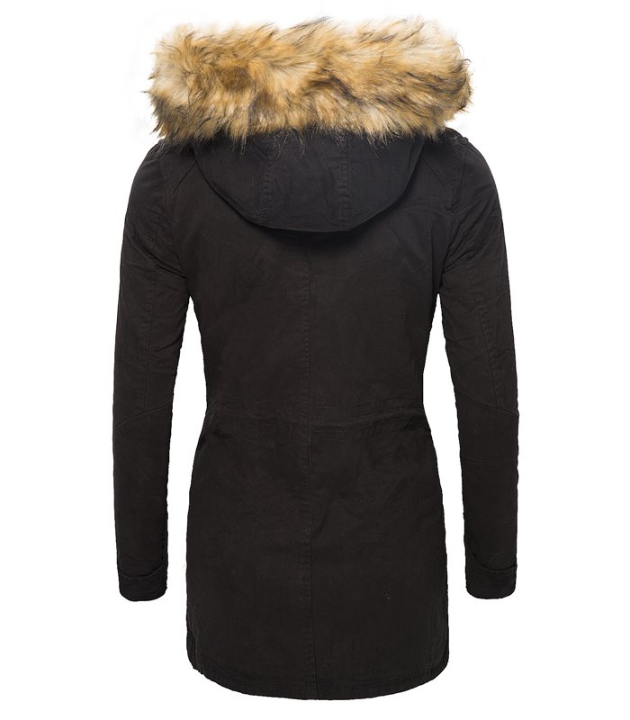 Damen Parka Winterjacke mit Kunstpelz Kapuze D-105