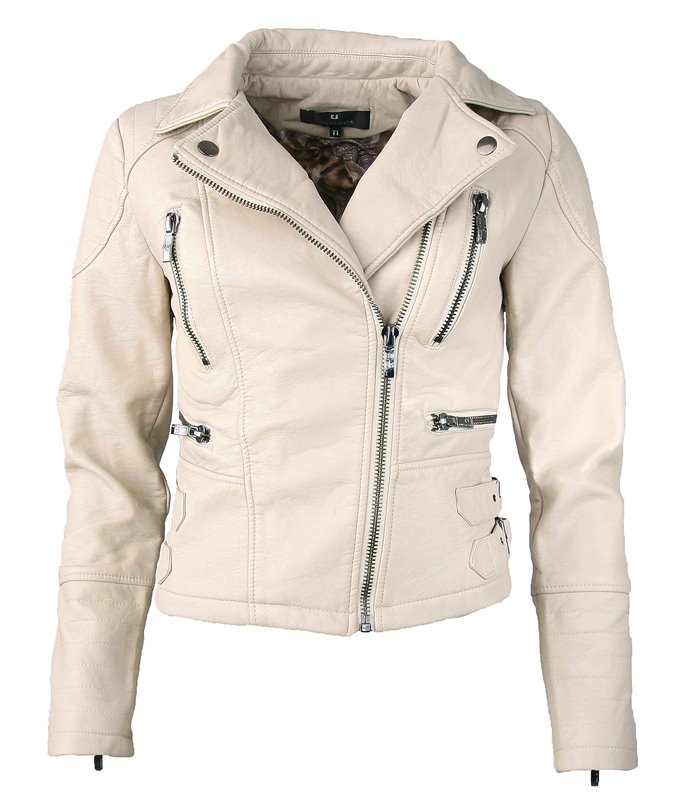 Damen Kunstleder Jacke Übergangsjacke D-11
