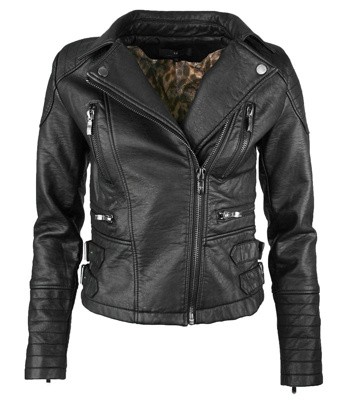 Damen Kunstleder Jacke Übergangsjacke D-11