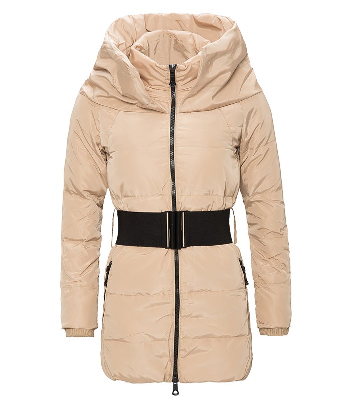 Damen Daunenjacke Steppmantel mit Gürtel D-115