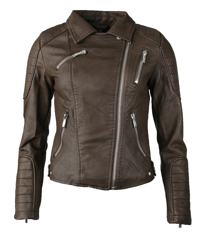 Damen Kunstlederjacke Biker Style D-10
